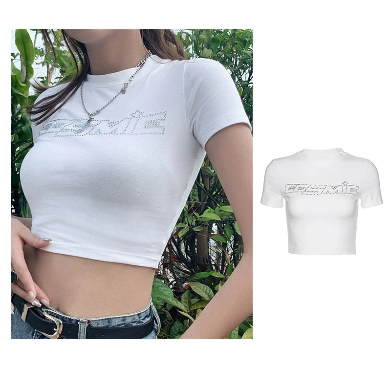 Glitzernder Y2K Sternenhimmel Crop Top – Dein Retro-Highlight!
